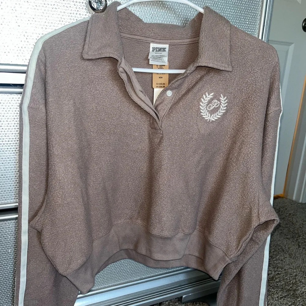 PINK Victoria’s Secret fleece crop sweatshirt - Picture 2 of 7